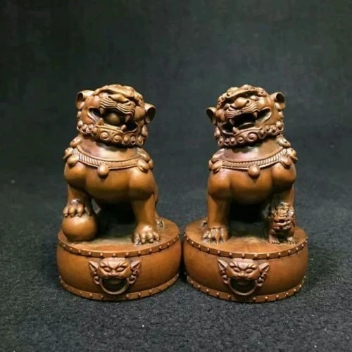 

Китайская резьба по дереву в виде бокса Fengshui Lion Fu Foo Dog Guardion