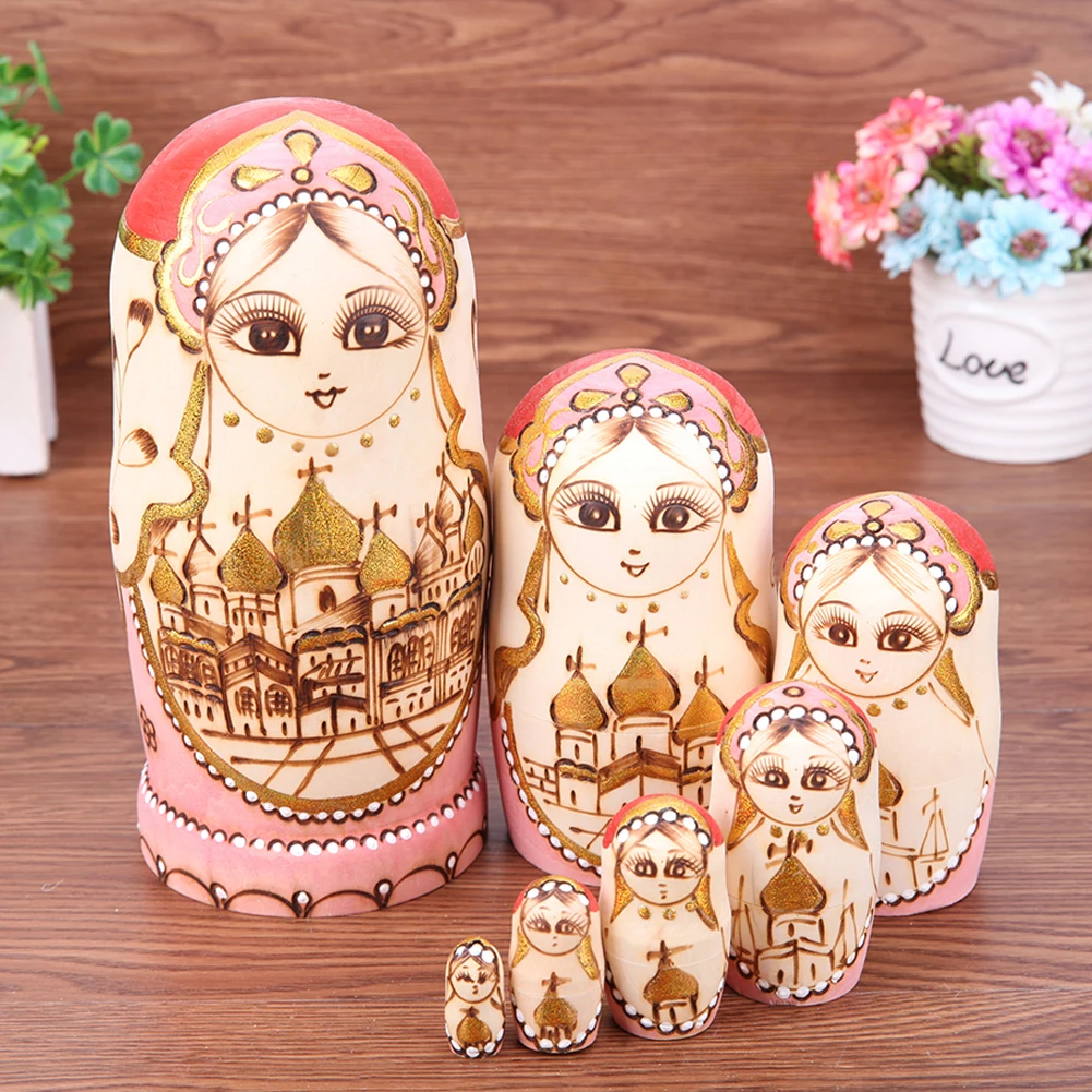 

Деревянные российские вставляющиеся штабелируемые куклы, коллекционная кукла Матрешка для дома, товары для рукоделия