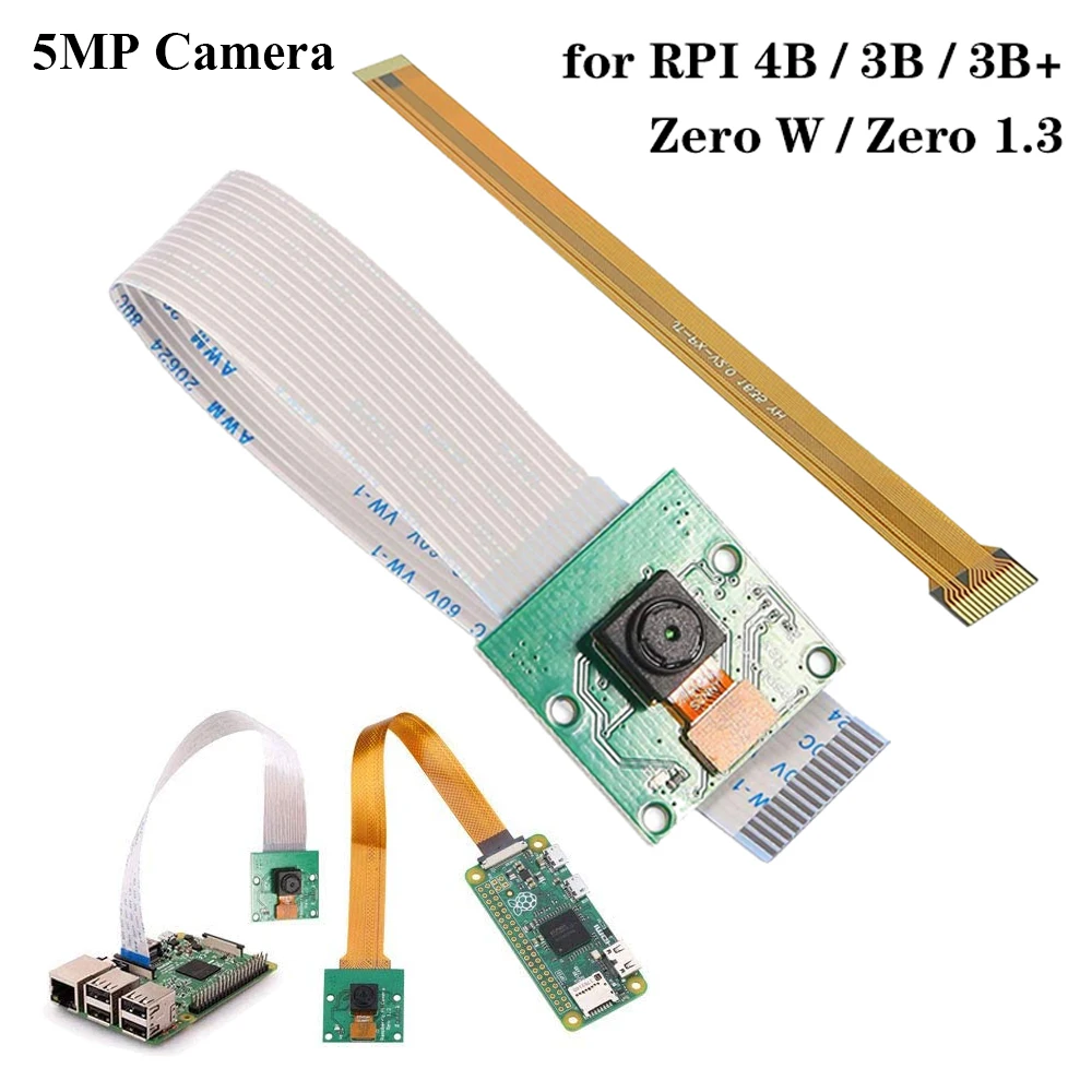 

5MP Raspberry Pi Camera 1080P 720P Mini Video Camera With Cables for Raspberry Pi 4B 3B 3B+ RPi Zero V1.3 Zero W