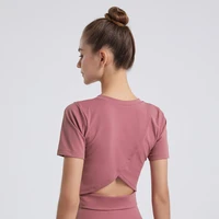new yoga shirts active wear work out top running workout womens sport t shirts fitness wear breathable short sleeve tight soft
