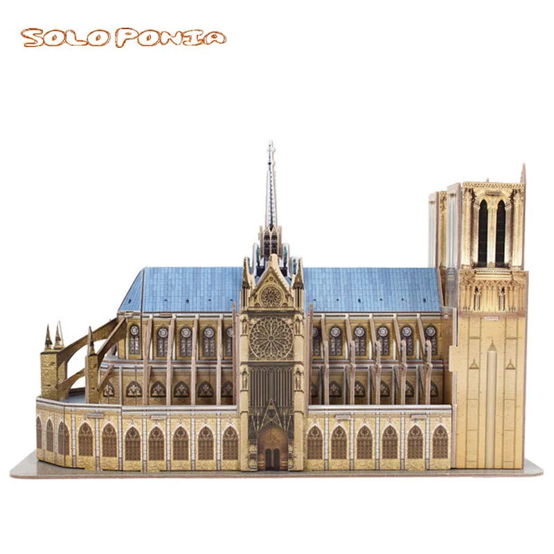 

3D Cardboard Assembly Architectural Model Puzzle Children Toy DIY Paper Building Block Kit Notre Dame De Paris