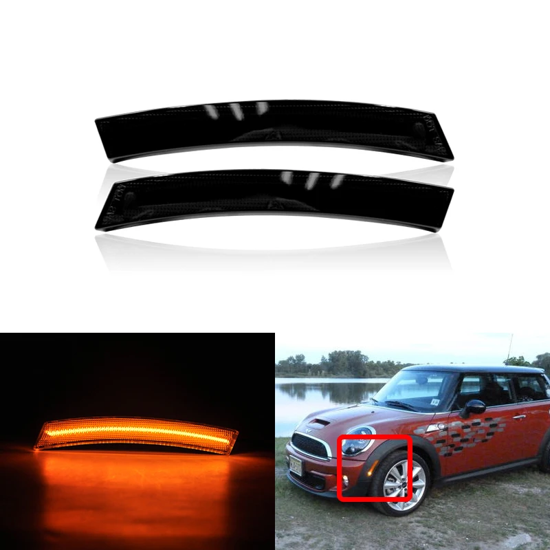 

Fits For BMW Mini Cooper R50 R52 R53 Smoked Led Fender Side Marker Lights Front Amber Indicator