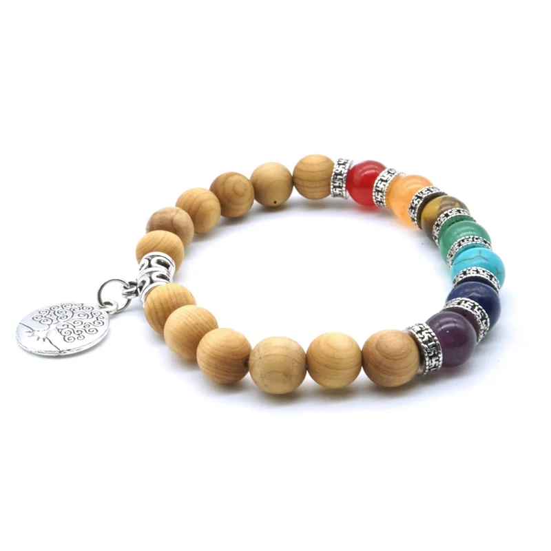 Дерево жизни 7 Чакр камень ароматерапия деревянные бусины эфирное масло диффузор