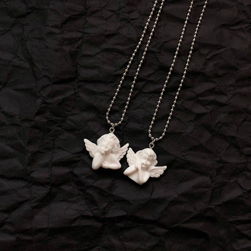 Ожерелье с подвеской в виде ангела длинное колье из нержавеющей стали Купидоном
