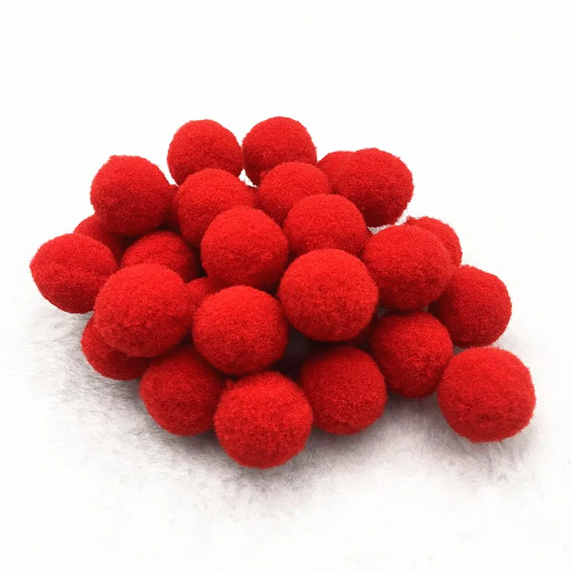 Red Pompom 8/10/15/20/25/30mm Mini Fluffy Soft Pom Poms Pompoms Ball Handmade Kids Toys Wedding Decor DIY Sewing Craft Supplies