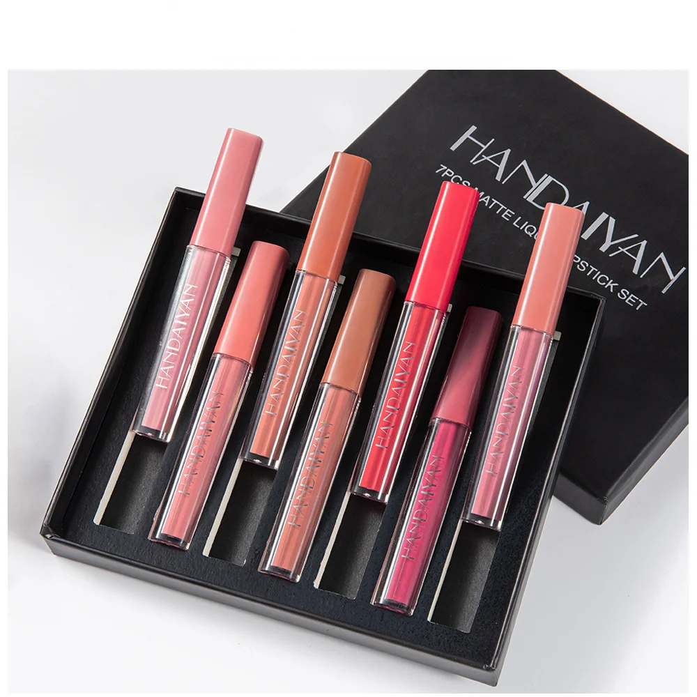 

7 Colors/box Nude Velvet Liquid Lipstick Kit Lips Cosmetics Matte Lip Gloss Makeup Set Waterproof Long-last Lipgloss