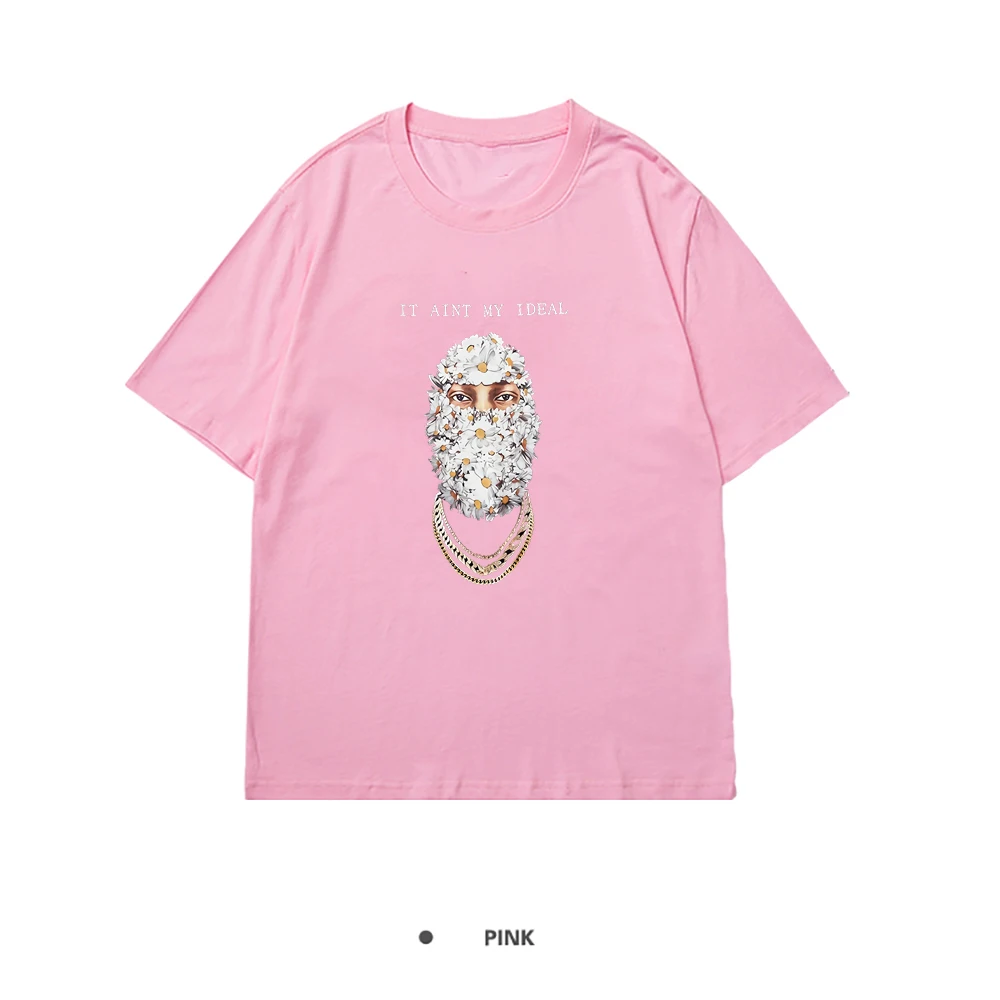 

Face Wrapped In Flowers Printing Woman T Shirts Summer Short Sleeve Top Fashion Soft T Shirts Casual Oversized Tshirts Woman