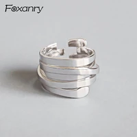 foxanry s925 stamp party rings creative multi layer winding handmade anillos party jewelry gifts size 16mm adjustable