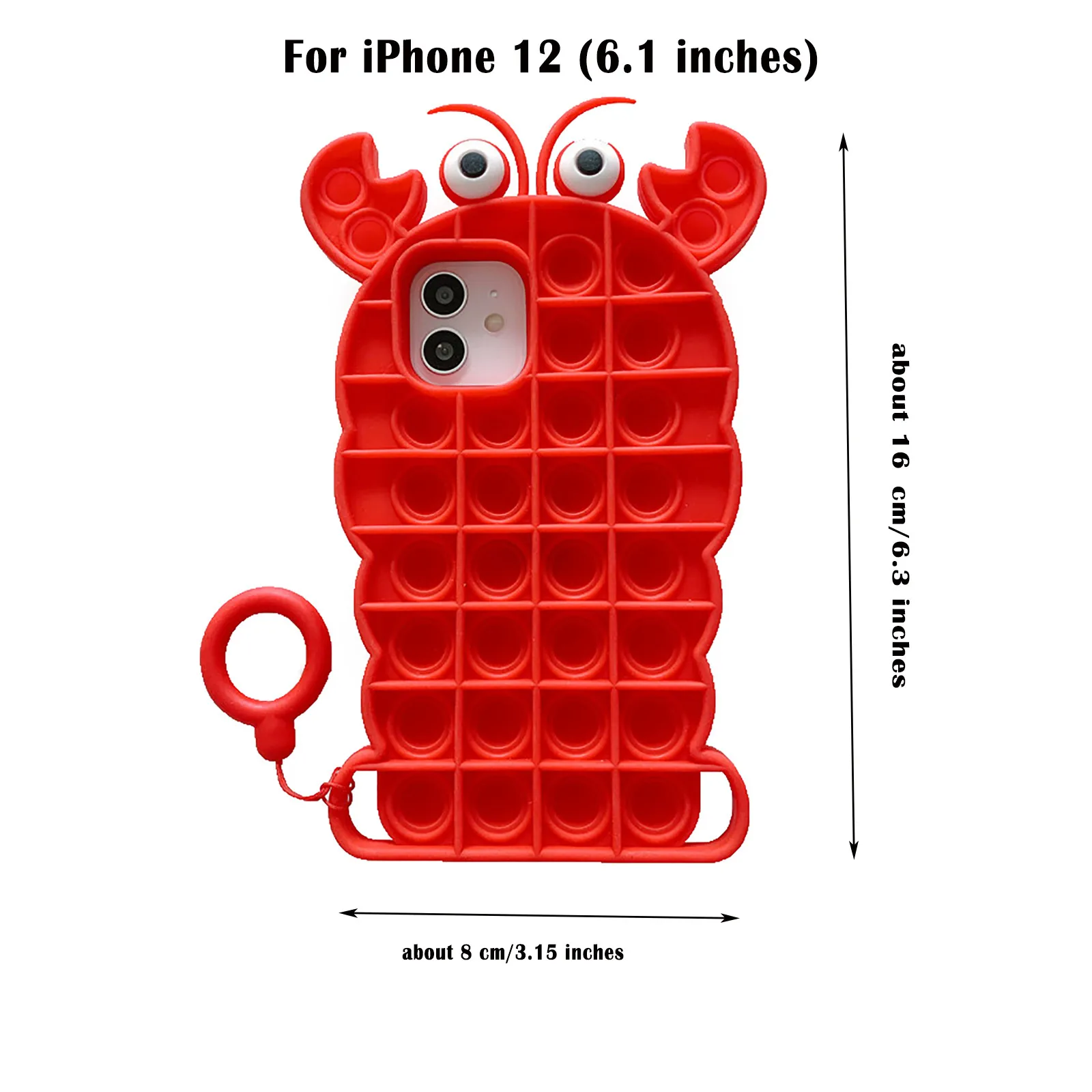 

Popular Pops It Phone Case Anxiety For Iphone12 Lobster-shaped Popit Case Soft Silicone Decompression Cover Phone Case Toy 6.1in