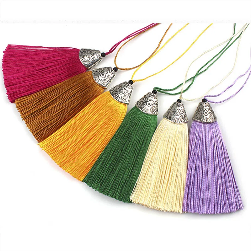 Mixed color 10 шт., 8 см, цветные шелковые кисточки с колпачками, декоративные подвески с кисточками, серьги с подвесками для самостоятельного изготовления ювелирных изделий, аксессуары для вешалки - Цвет: Mixed color