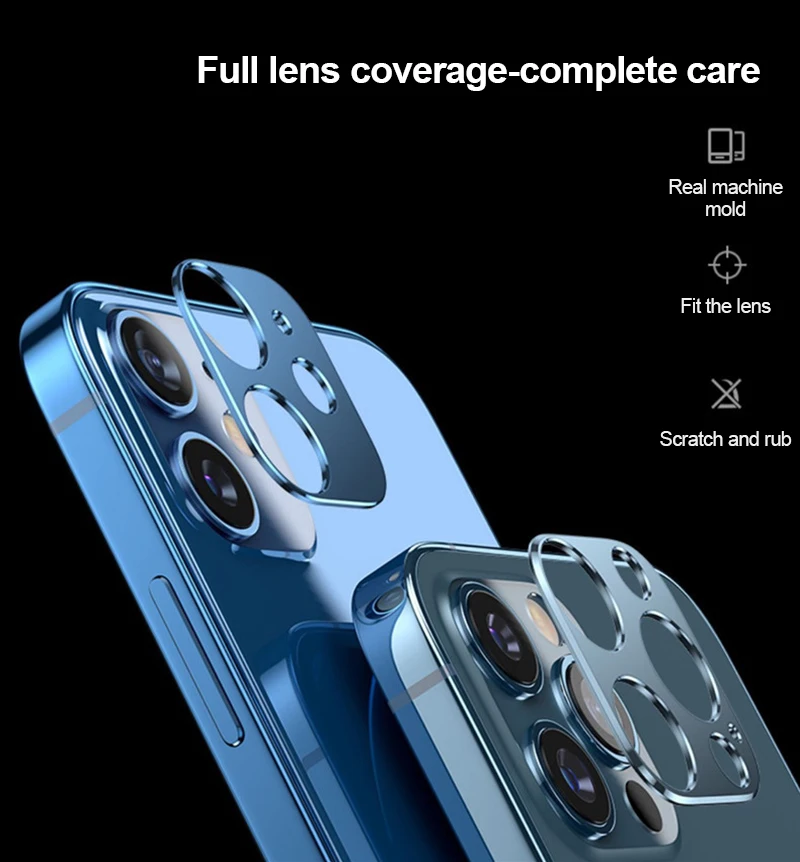 

Кольцо для камеры для IPhone 12 Pro Max Mini Camera Len стеклянное кольцо металлическая защита для IPhone 12 алюминиевый сплав