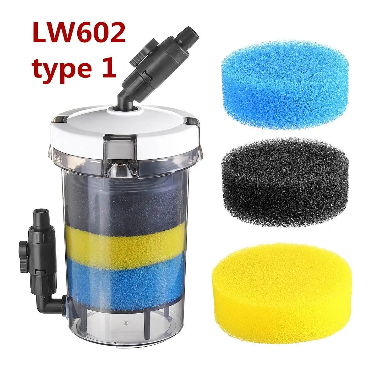 LW602 type 1 15W 220 V-240 V аквариум фильтр ультра-тихий внешний аквариумный фильтр ведро аквариум фильтр насоса LW602 LW603 w/Губка аксессуары - Цвет: LW602 type 1