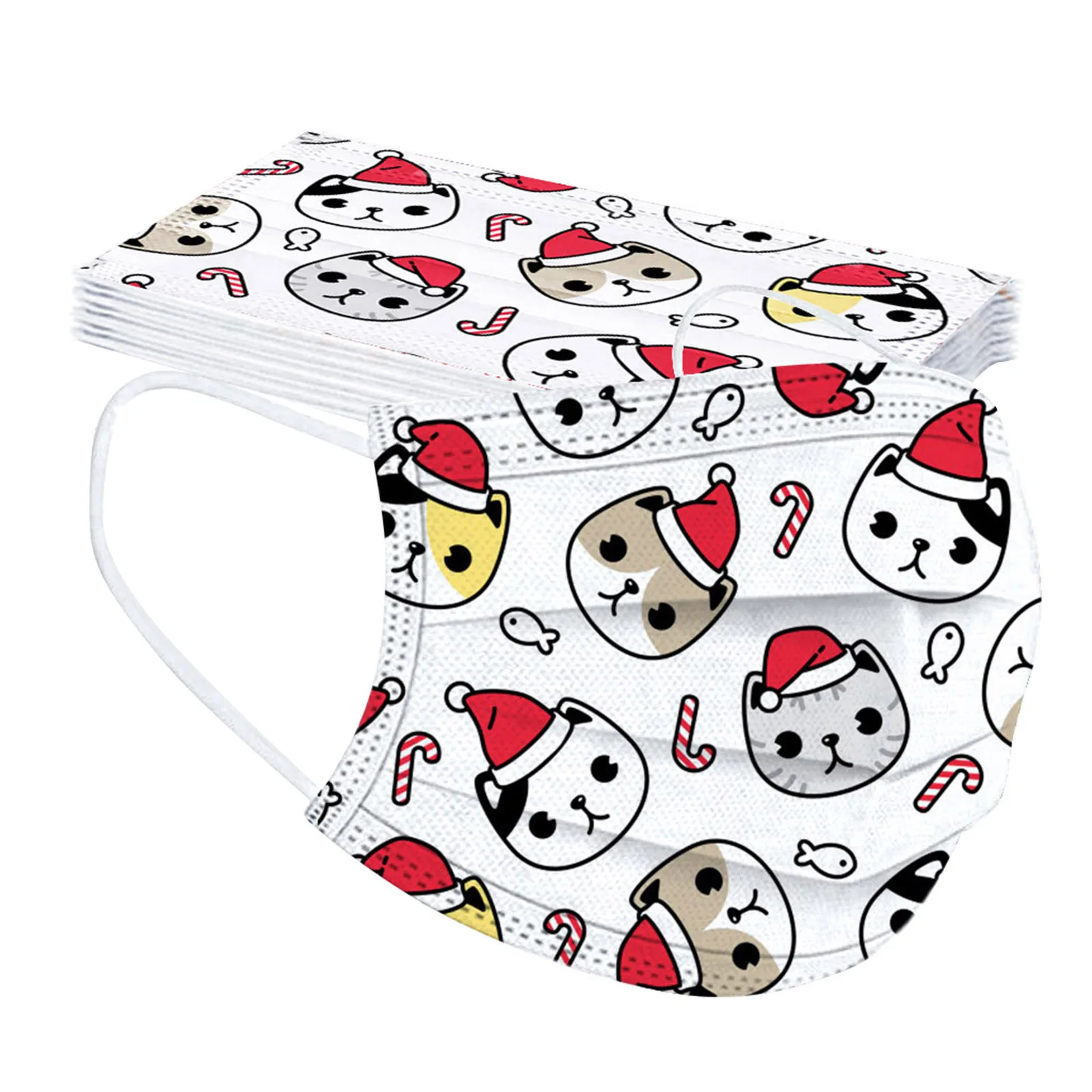 

Маска детская одноразовая с рождественским принтом, 3 слоя, Pm2.5, 10 шт.