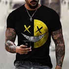 2021 Летняя мужская футболка с 3D смайликом размера плюс, топ, Мужская Уличная одежда в стиле хип-хоп, рок, Koszulki, рубашка мужская