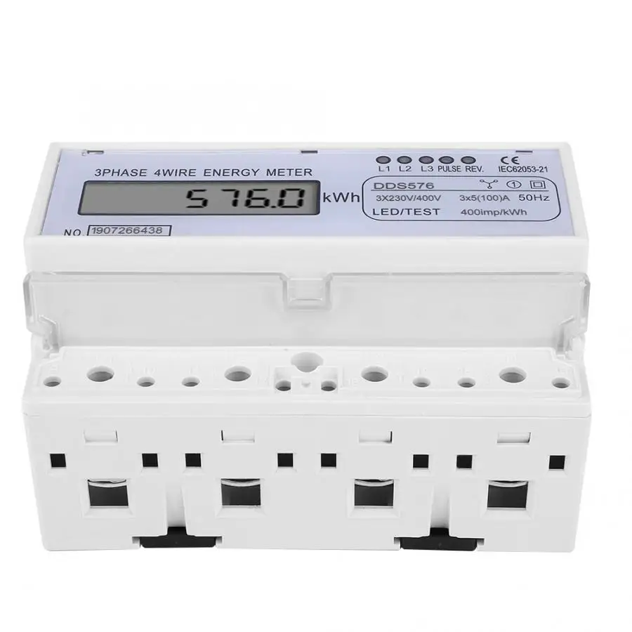 DDS576 ватт счетчик часов ЖК дисплей 3 фазы 4 провода 7P 380V 100A Электрический энергии