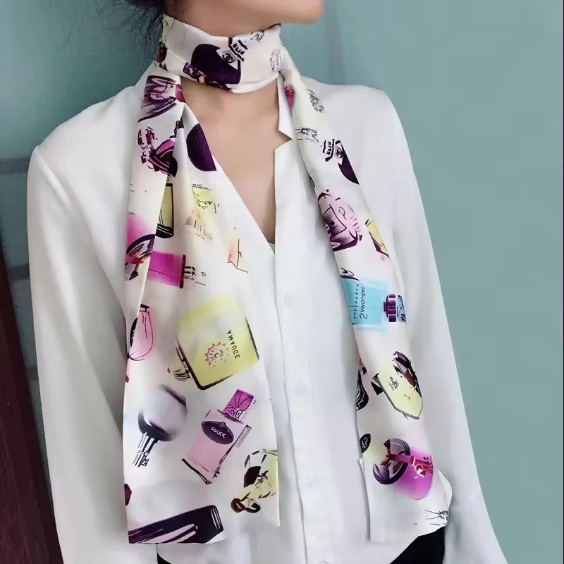 Модный женский атласный шелковый шарф Eruo с двусторонним принтом в полоску