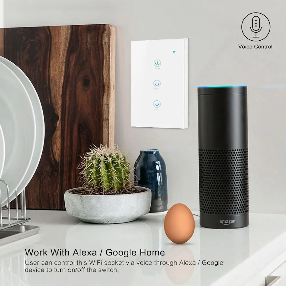 Сенсорный переключатель ELEOPARD Tuya US/Smart Life/ewelink NL тип 1/2/3 кнопочный 1 канал Wi-Fi для Google