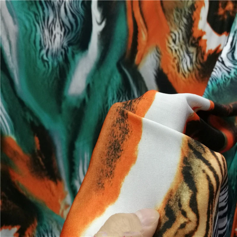 Мягкий эластичный трикотажный синий зеленый оранжевый контрастный Леопардовый