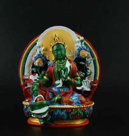 Коллекция китайской тибетской буддистской смолы цветной рисунок Зеленая Тара
