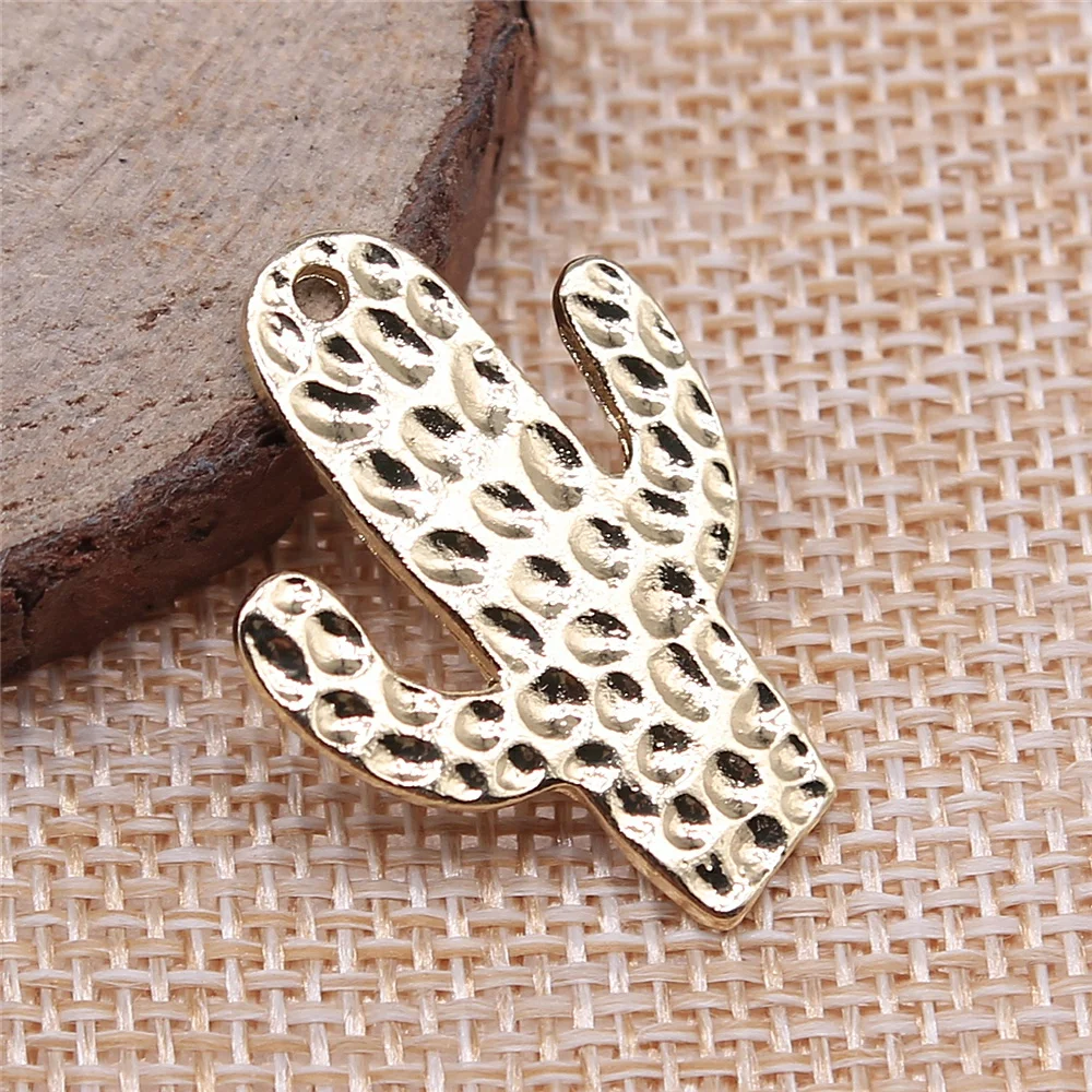 

4pcs Charms Cactus 22x30mm High Quality KC Gold Pendant Charms For Jewelry Making DIY For Earring Making