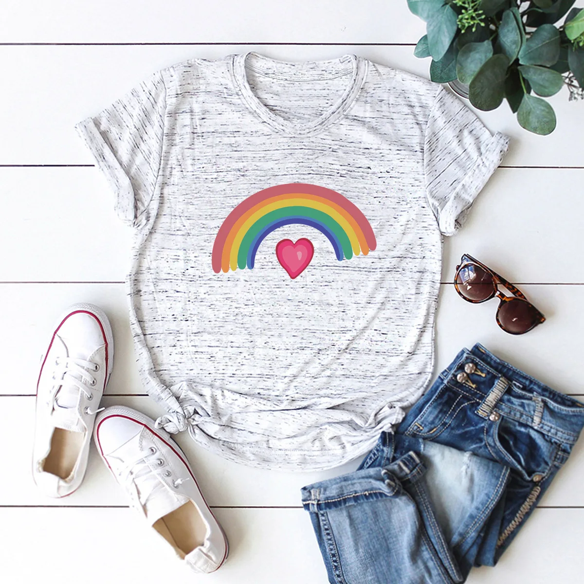

Fashion Rainbow Tshirt Woman Short Sleeve Tee Female Top Casual Summer Woman T Shirts