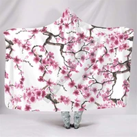 japan cherry hooded blanket 3d print wearable blanket adults men women polynesian drop shipping 05