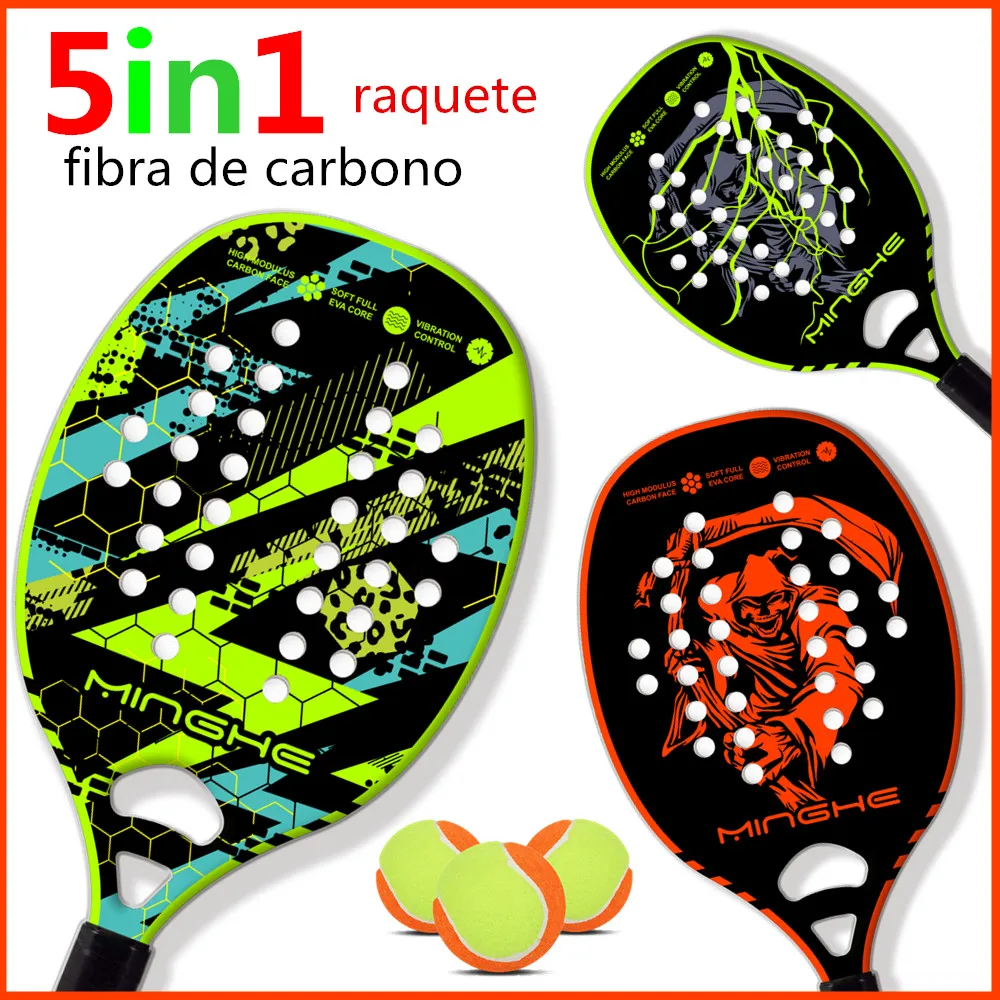 

MINGHE latest color butterfly beach tennis racket, carbon fiber EVA foam core lightweight tennis racket
