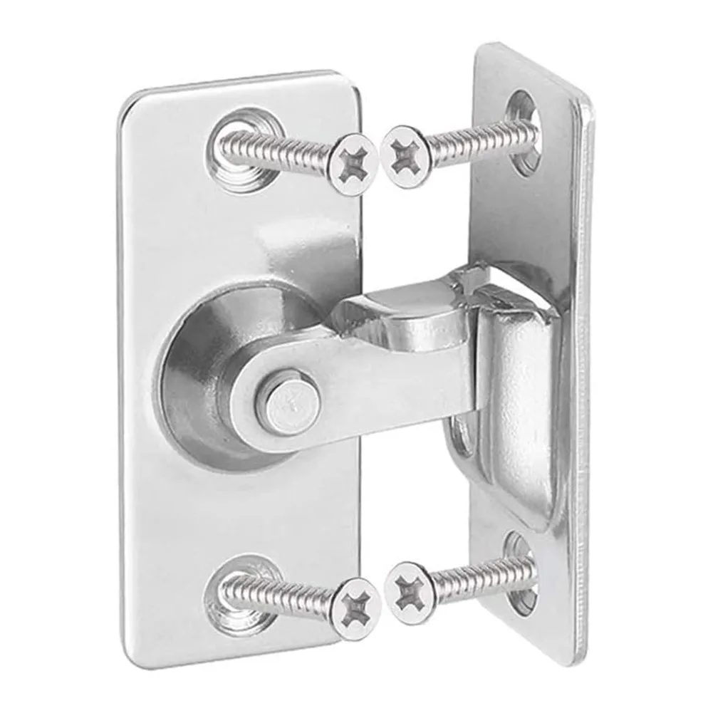 

1PC Door Latch Bolt 90 Degree Solid Lock Sliding Door Right Angle Buckle Silver Sliding Lock With Screws Door Hardware