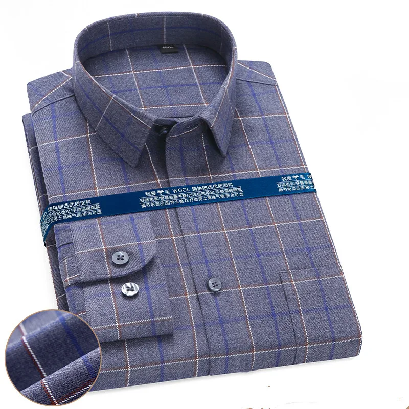 New Mens Shirts Long Sleeve Spring Pure Cotton Thick Soft Comfortable Regular Fit Button Collar Business Men Casual Shirts Tops