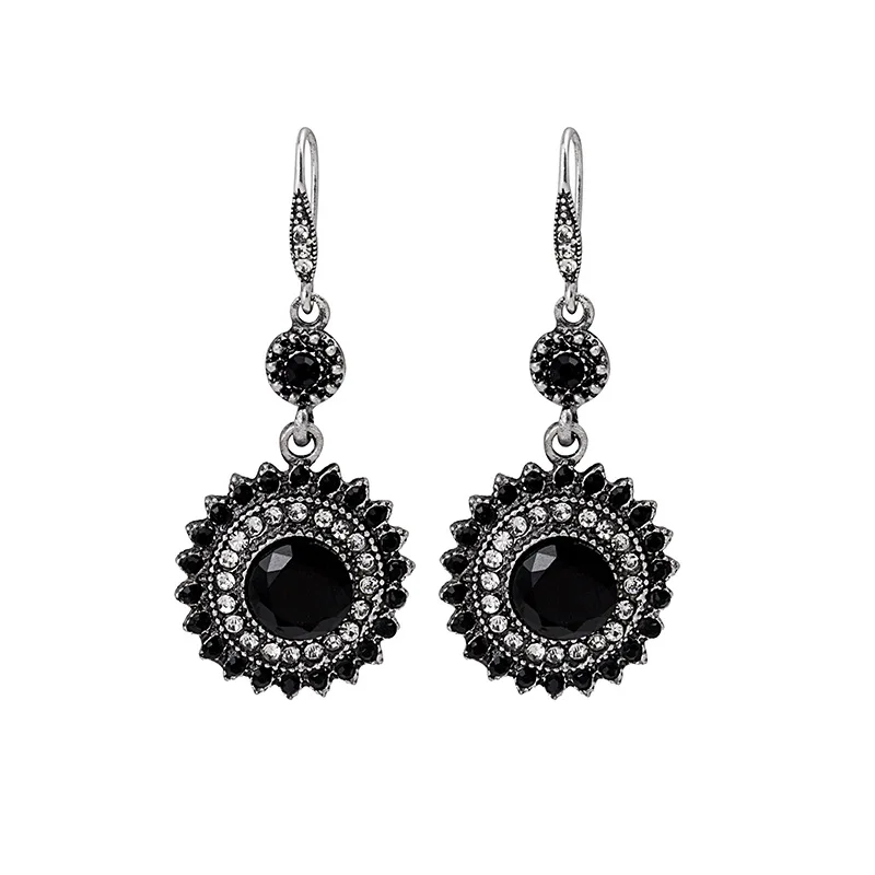 

Bohemian ethnic sun flower earrings retro diamond alloy