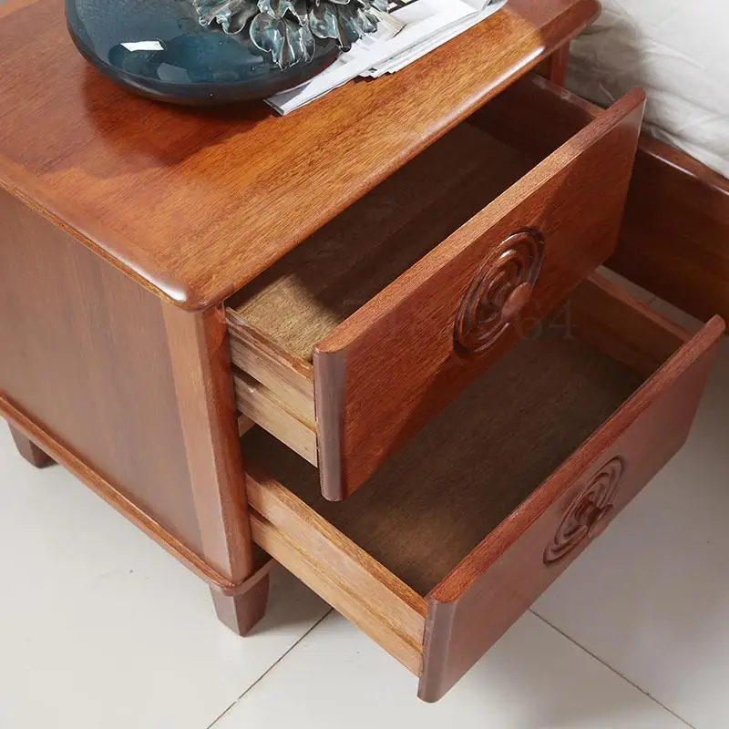 NEW Pure Solid Wood / All Walnut Bedside Table Two Drawers Small Side Storage Cabinet New Chinese Style Ca |