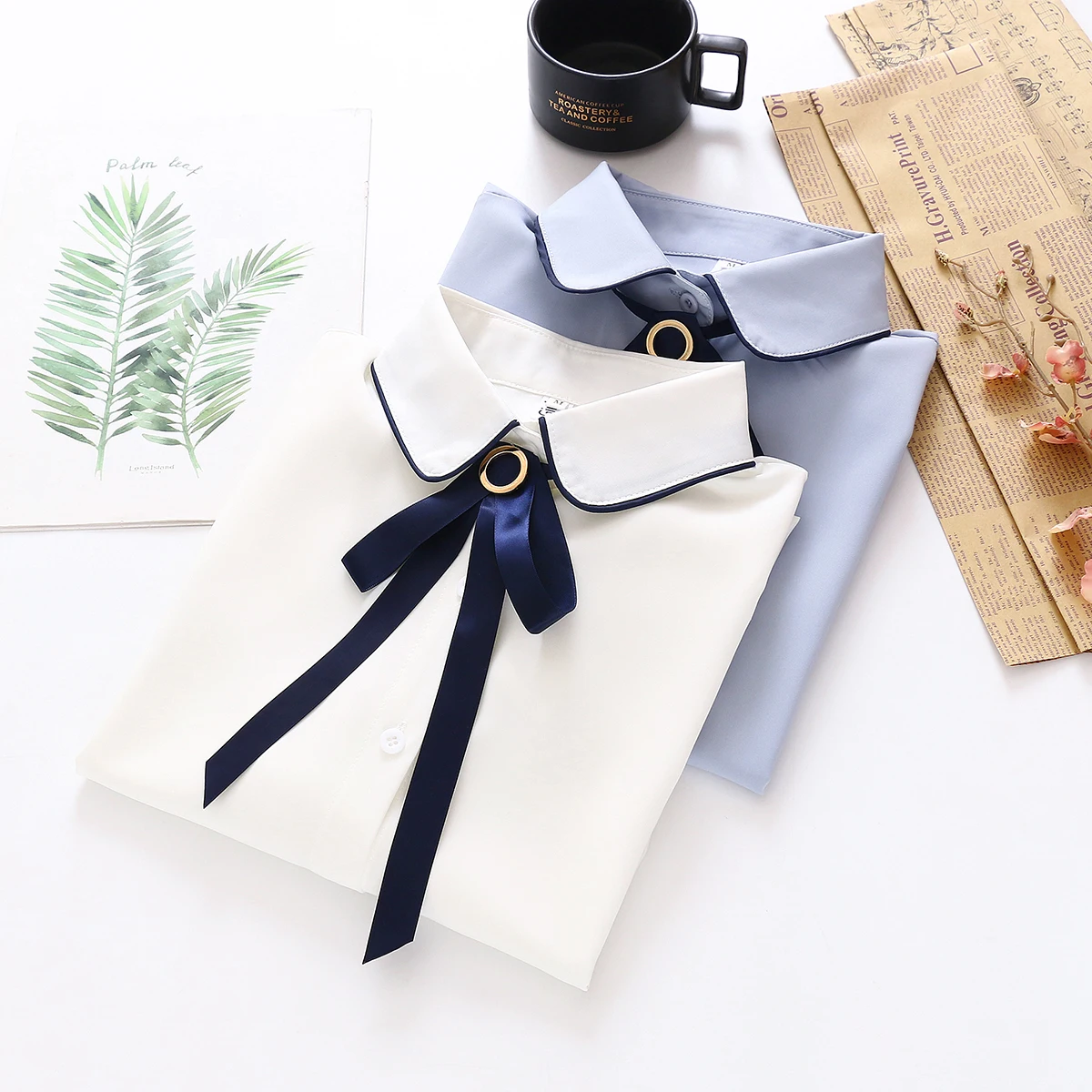 Новинка весны 2020 Женская однотонная шифоновая белая рубашка с длинным рукавом