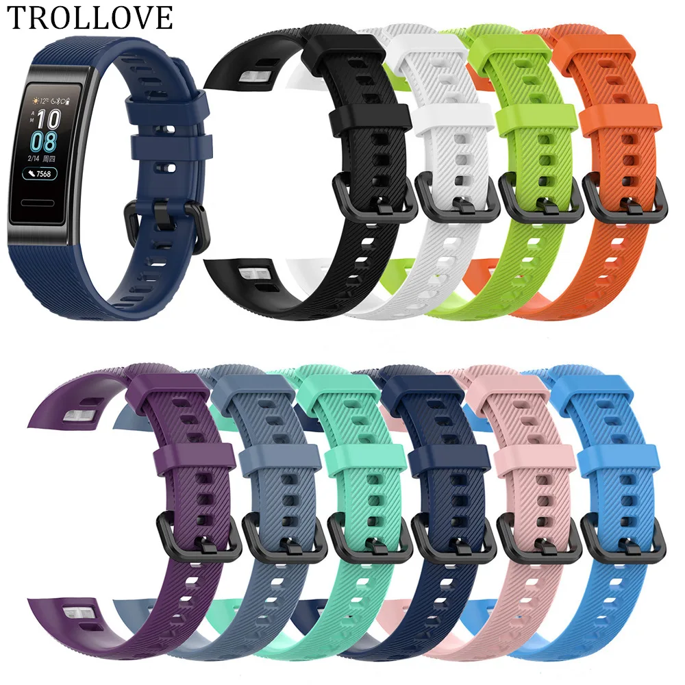 Ремешок силиконовый для смарт часов Huawei Band 3 Pro сменный спортивный браслет HUAWEI