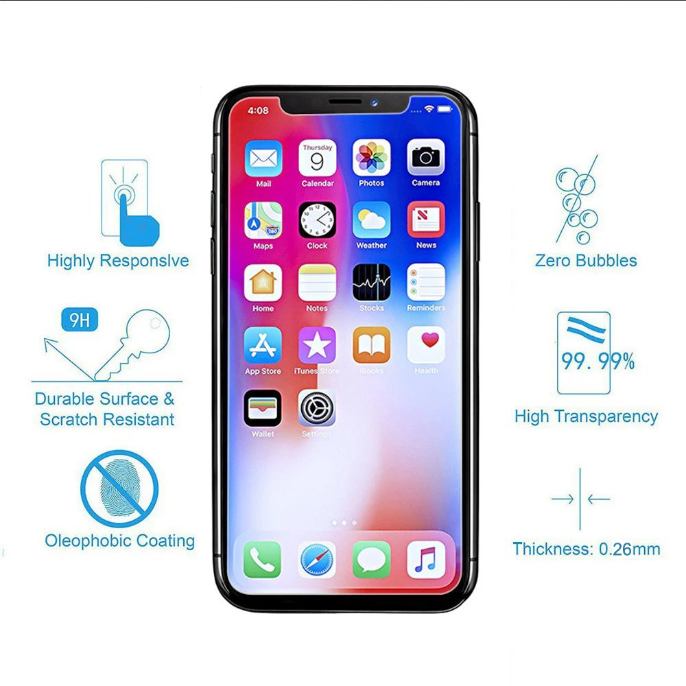 2 шт. 9H защитная пленка из закаленного стекла для iPhone 11 Pro X 10 8 Plus 7 6 6S 5S XR XS Max
