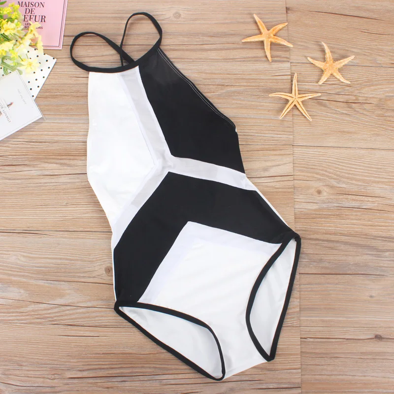 Новинка 2020 сетчатый лоскутный купальный костюм цельный монокини с высокой