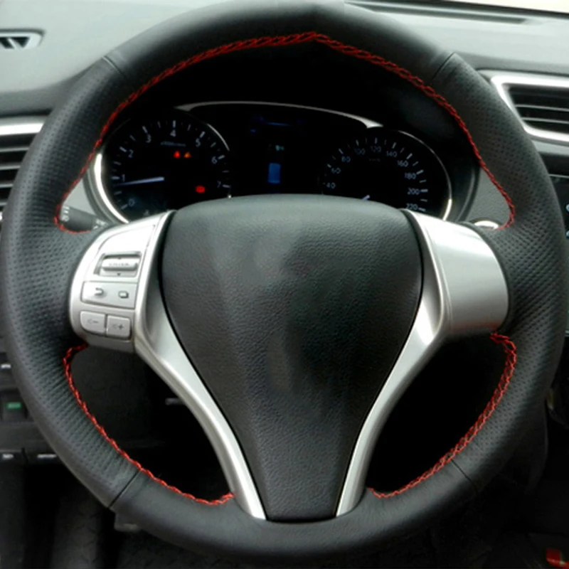 Чехол на руль из натуральной кожи Прошитый чехол с резьбой для Nissan Teana Altima 2013 2016 X