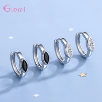 925 sterling silver black white marquise rhinestone zircon geometric hoop earrings for women party jewelry accessories wholesale