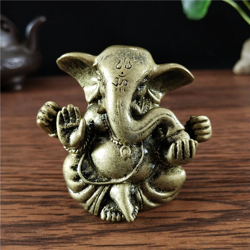 Бронзовый цвет лорд Ганеша статуя Будды украшения Fengshui Ганеш Индийский Слон
