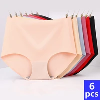 6pcs ultra high waist panties ice silk non trace plus size panties one piece breathable mesh panties for women briefs