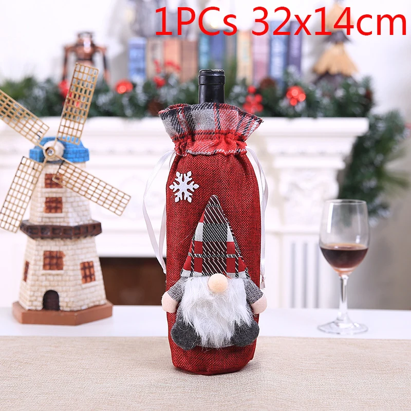 N 1PC Рождественская Крышка для бутылки вина рождественские украшения для дома Санта-Клаус Снеговик Navidad рождественские вечерние настольные Декорации для вечеринок - Цвет: N 1PC