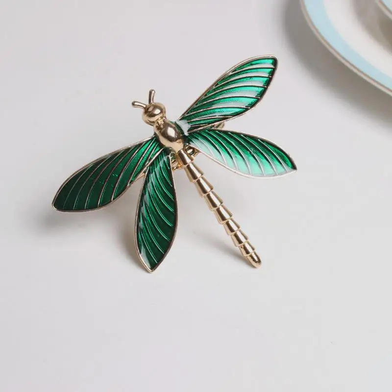 

6pcs Fashion Simple Green Dragonfly Napkin Buckle Drip Oil Insect Ring For Hotel Wedding Holiday Table Dinner Party Decorati