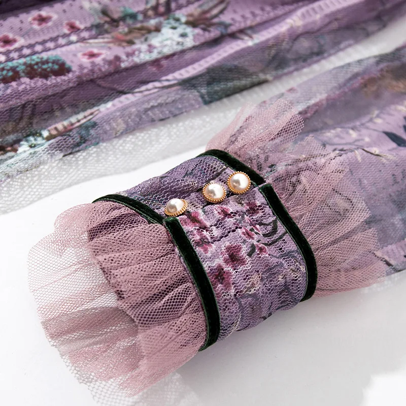 Винтажное элегантное Сетчатое платье женская одежда весеннее миди с длинным