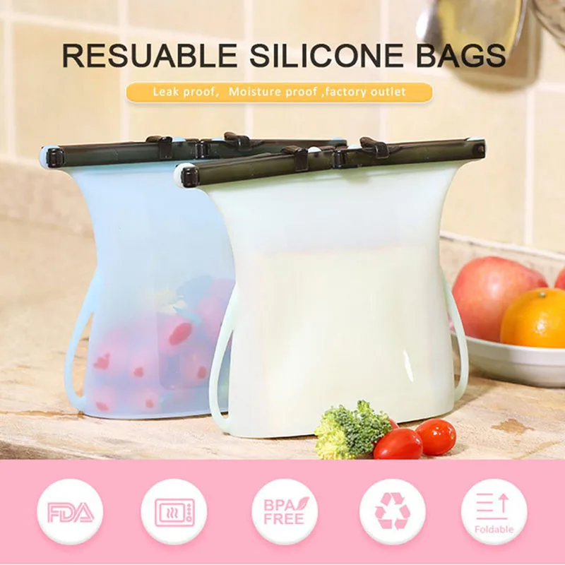 

Reusable Storage Bags Leakproof Freezer Bag Reusable Sandwich Bags for Food Storage Home Organization Travel HFD889