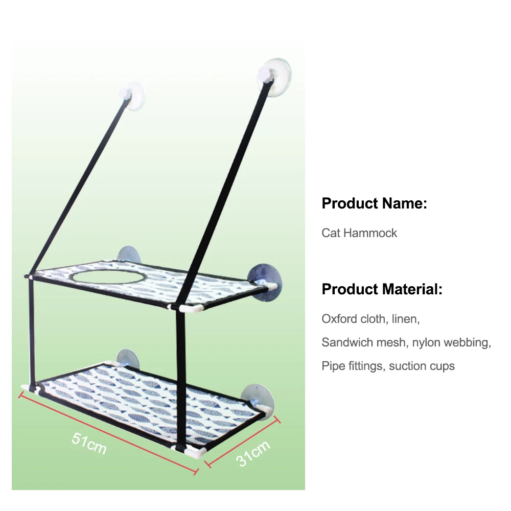 

Cat Window Hammock Double-layer Pet Sucker Hanging Bed Seat Pad Removable Cats Sleeping Summer Creative Litter Pets Climbing Mat