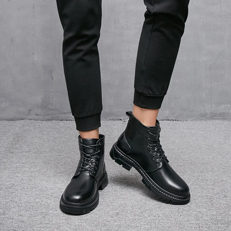 

Military Tactical Ankle Boots Men Genuine Leather Winter Fur Warm Mens Boots Army Hunting Boots Casual Plush Snow Boots Big Size