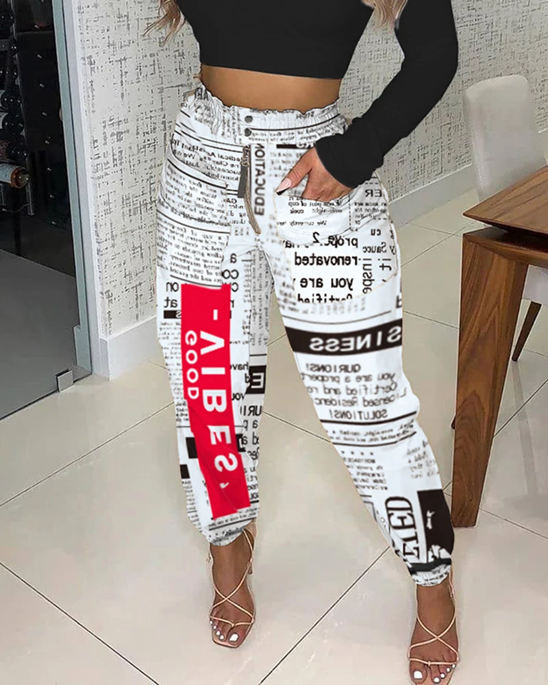 

New Fashion Elegant Women Long Pants Streetwear Casual Pockets Lace-Up Cargo Pants Spring Summer Character Office Lady Trousers