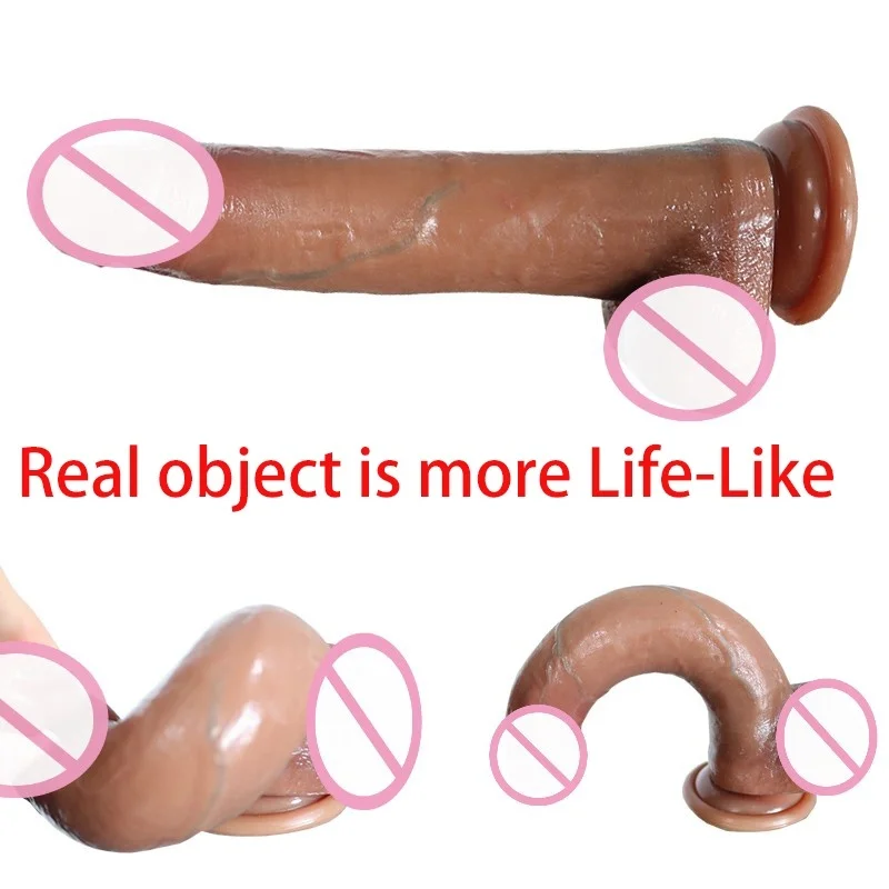 Большой Мягкий имитирующий реальность силиконовый фаллоимитатор с присоской