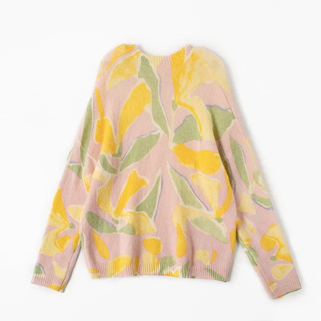 

Women Sweater Colorful Knitted Long Sleeve Pullover O-neck Casual Knitwear Top 2021 Spring Jumper