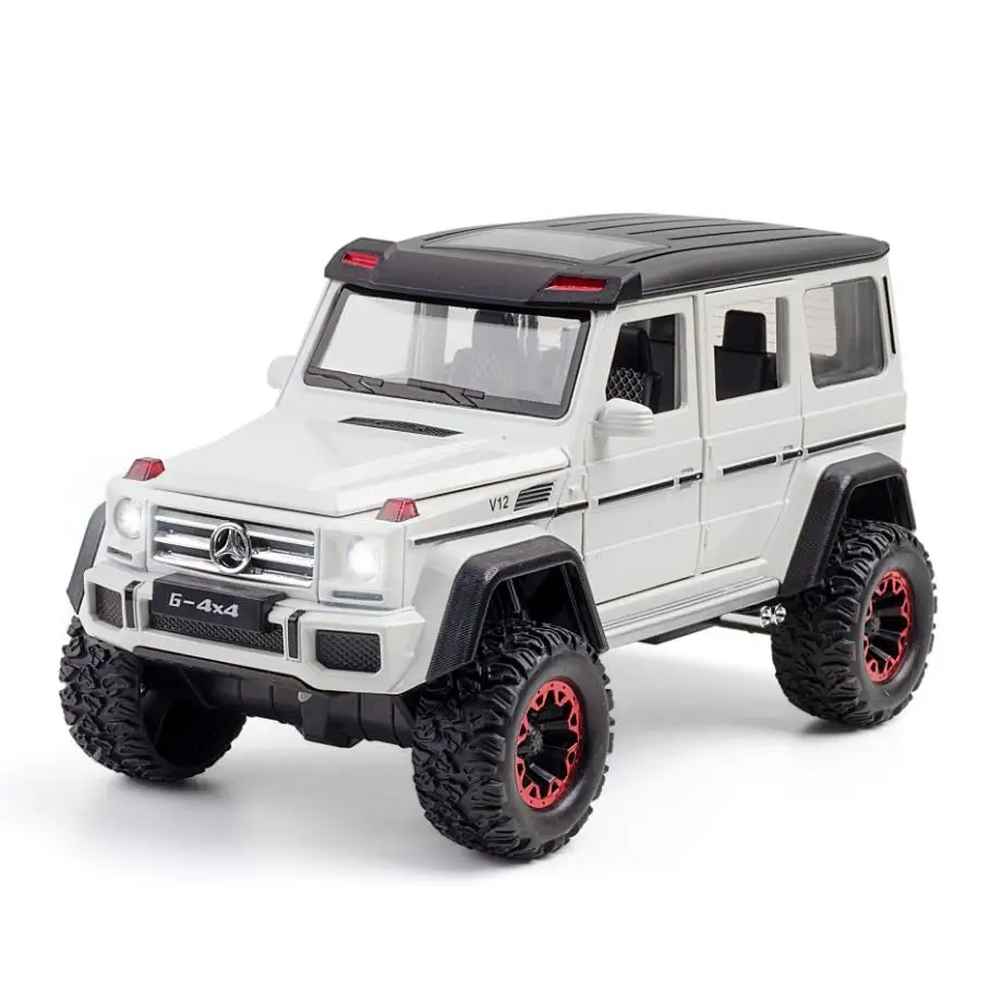 

Hot scale 1:24 orv diecast car benz G500 4x4 v12 metal model with light and sound pull back vehicle alloy toys collection