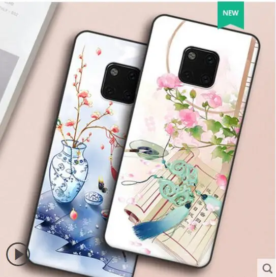 China style phone case For Huawei Mate 20 Pro vintage coloured drawing all-inclusive anti-fall scrub silicone soft shell |